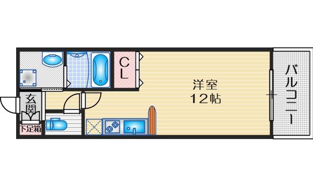 ニッケノーブルハイツ江坂(ワンルーム/6階)の間取り写真
