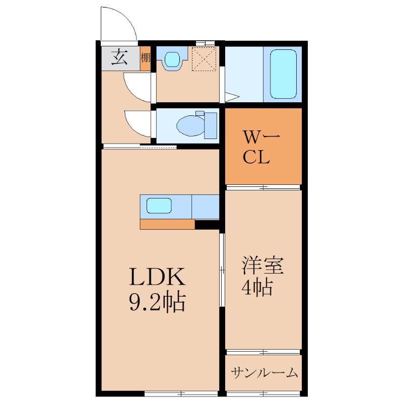 メモリー(1LDK/2階)の間取り写真