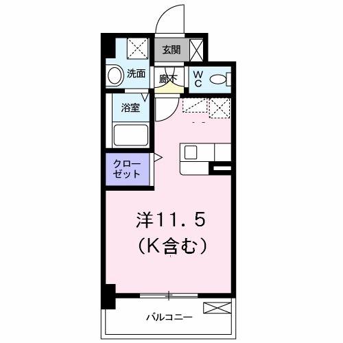 ネクスピア箱崎(1K/2階)の間取り写真