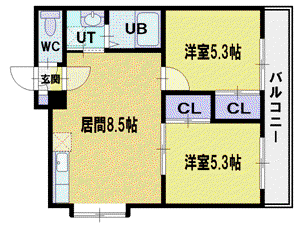 T-SQUARE(2DK/4階)の間取り写真