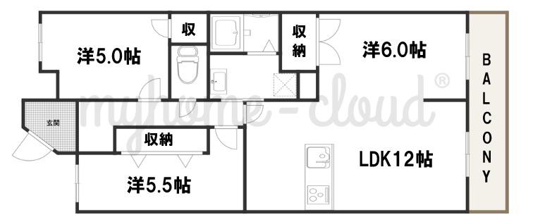 ガーデンシティー長田(3LDK/10階)の間取り写真