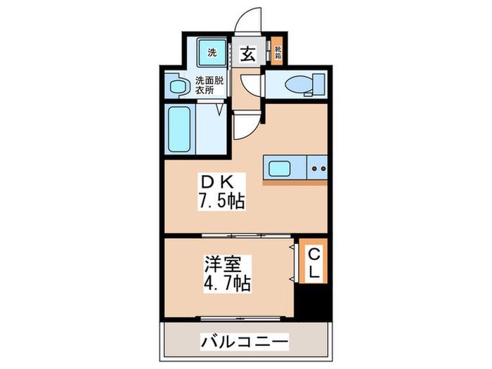 クローバーメゾン我孫子(1DK/4階)の間取り写真