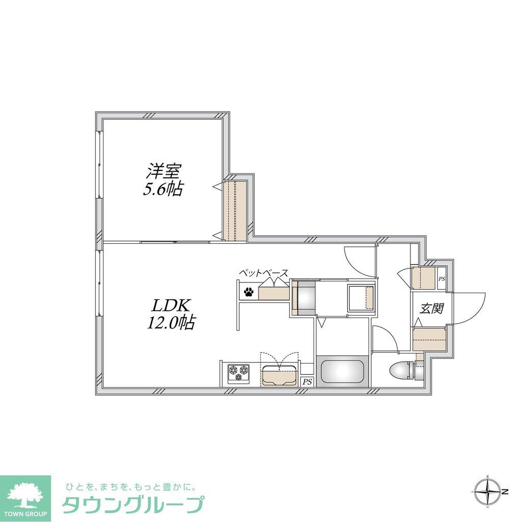 宿河原4丁目メゾン(1LDK/1階)の間取り写真