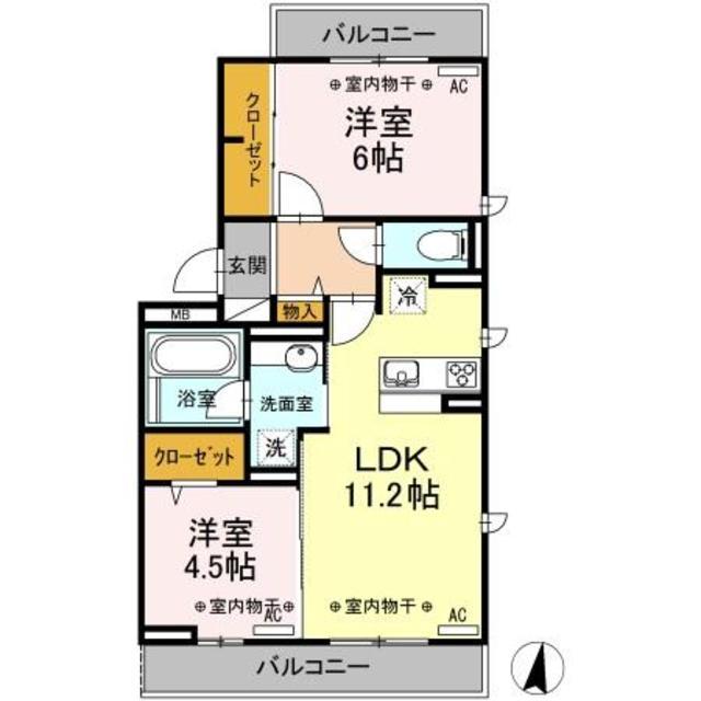 キャトルセゾン A(2LDK/3階)の間取り写真