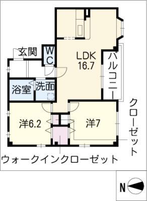 アヴニールユウ(2LDK/2階)の間取り写真