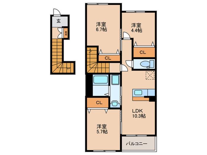 カピリナガーデン(3LDK/2階)の間取り写真