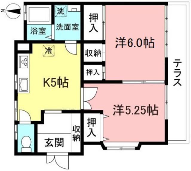ファミール・ハイムT・K(2K/1階)の間取り写真