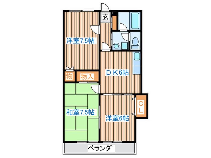 横山ハイツ(3DK/2階)の間取り写真