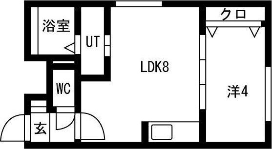 ラフィーネ発寒南(1LDK/1階)の間取り写真
