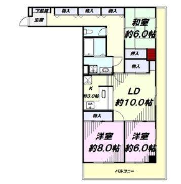 日興パレス昭島(3LDK/6階)の間取り写真
