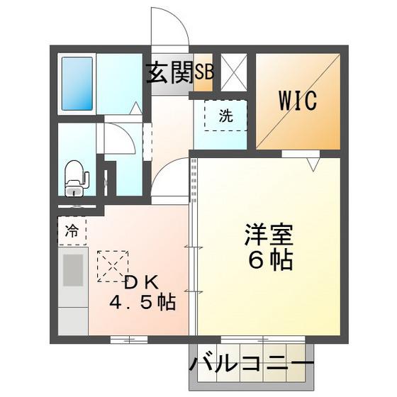 シャルムすずか(1DK/1階)の間取り写真
