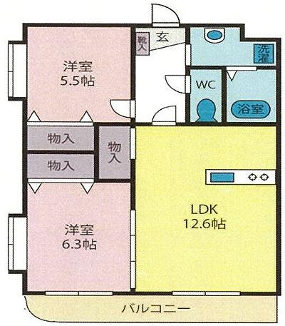 レール・ウェイ四ツ谷(2LDK/4階)の間取り写真