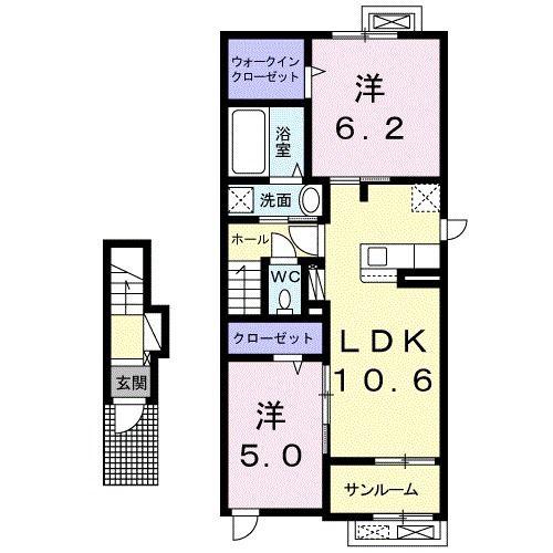 セレーノ II(2LDK/2階)の間取り写真