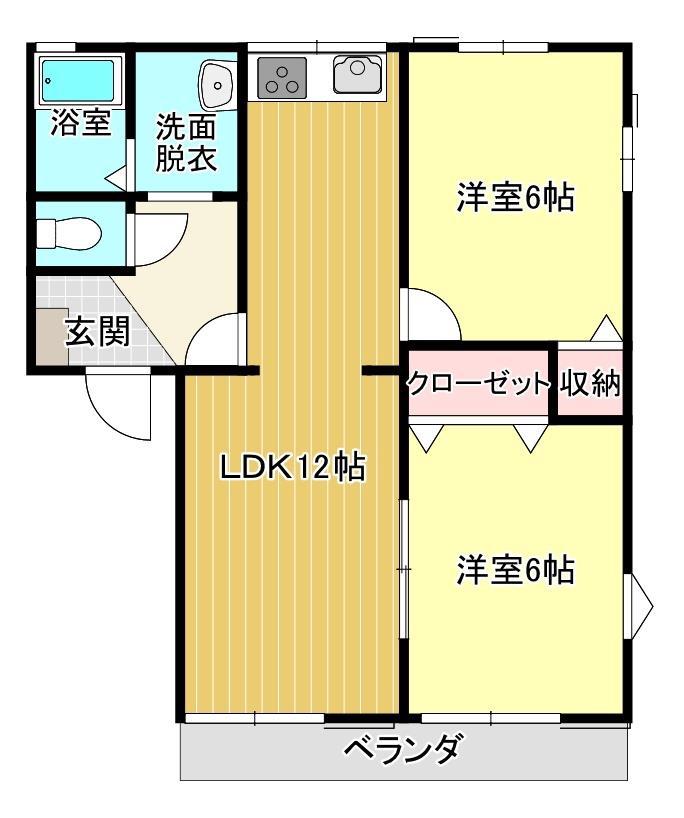 フレグランスグロリアA(2LDK/2階)の間取り写真