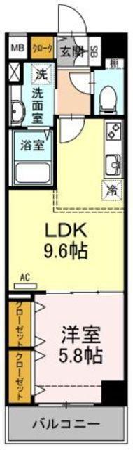 PLUMERIA(1LDK/4階)の間取り写真