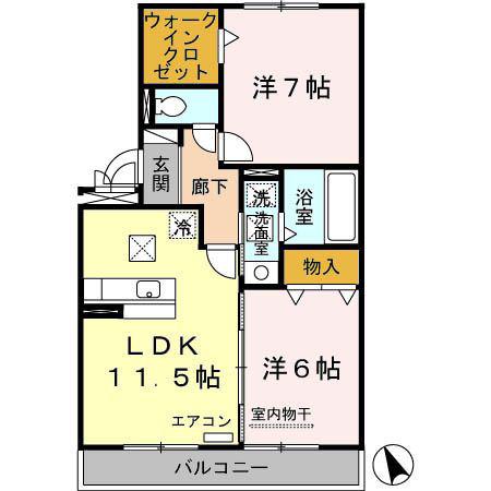 グレイス ヒルズ(2LDK/1階)の間取り写真