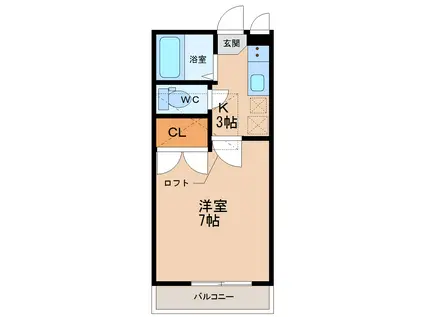ファミーユ70(1K/2階)の間取り写真