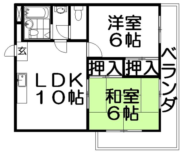 ハーモニーヒルズ桜丘(2LDK/3階)の間取り写真