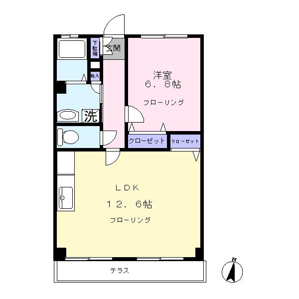 ドミール青葉II(1LDK/1階)の間取り写真