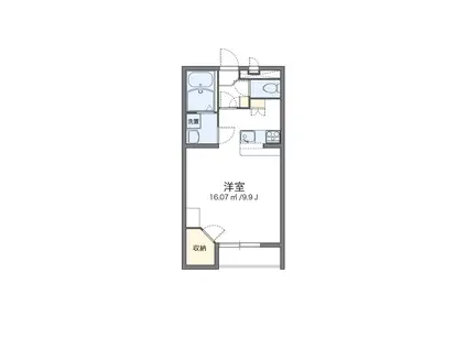 カーサベルデ油山(1K/1階)の間取り写真