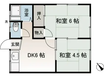香陽荘(2DK/1階)の間取り写真