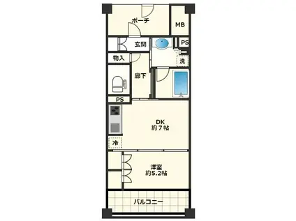 アトラス諏訪町レジデンス(1DK/2階)の間取り写真