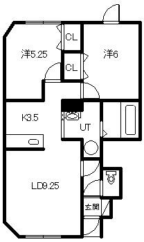 ランディアI(2LDK/1階)の間取り写真