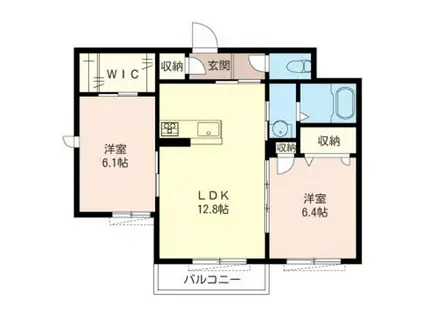 積水ハウスシャーメゾン ヴィアソーレK(2LDK/2階)の間取り写真