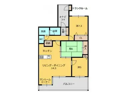 Dレスティア県庁前(3LDK/4階)の間取り写真