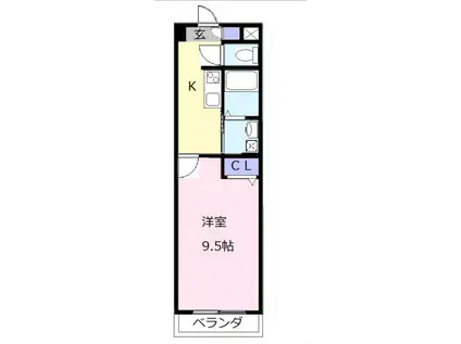 セントラルコート(1K/1階)の間取り写真