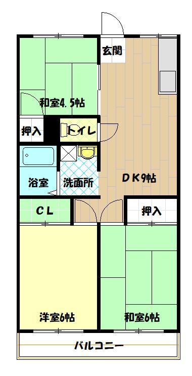 バローレジデンス(3DK/3階)の間取り写真