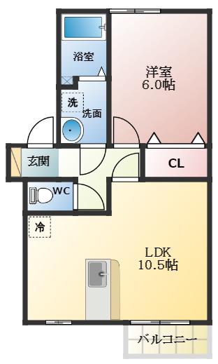 カトルセゾン(1LDK/2階)の間取り写真