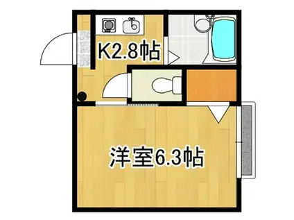 ガーデンプレイス(1K/1階)の間取り写真