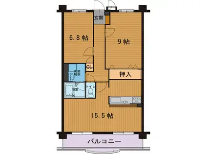 ブルームはやし(2LDK/3階)の間取り写真