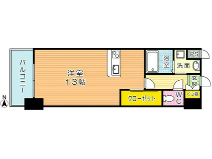 ロイヤルノースナイン(ワンルーム/10階)の間取り写真