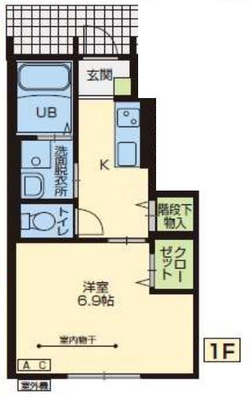 BLOOM GARDEN A棟(1K/1階)の間取り写真