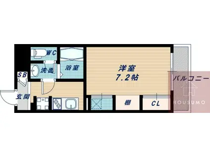 リブリ江坂(1K/1階)の間取り写真