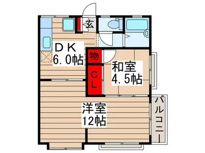 プリンセスパ-ク8番館(2DK/2階)の間取り写真