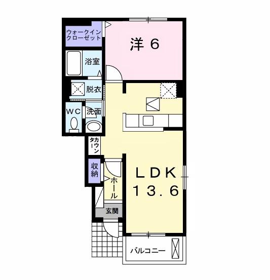 ベルプロムナードIV(1LDK/1階)の間取り写真