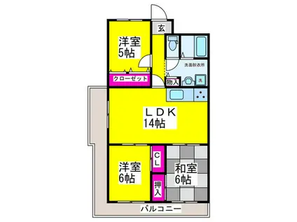 サンライズガーデン三国ヶ丘(3LDK/9階)の間取り写真