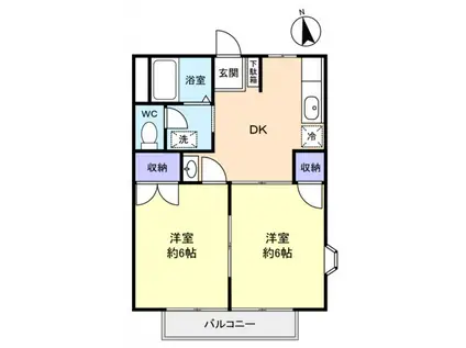 カーサすみれ壱番館(2DK/1階)の間取り写真