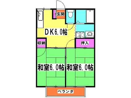 和光ハイツII(2DK/1階)の間取り写真