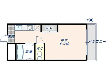 ベルハイム小阪(1K/2階)の間取り写真