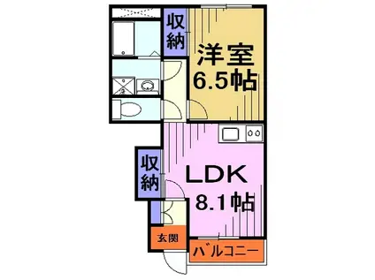 メイプルコート仲道(1LDK/1階)の間取り写真