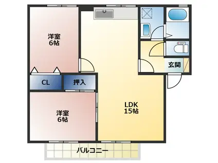 ロイヤルコート松乃木 B棟(2LDK/2階)の間取り写真