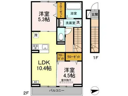 D-ROOM福富西(2LDK/2階)の間取り写真