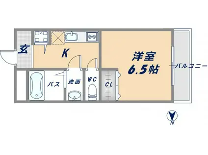 フィオレ源氏ヶ丘(1K/1階)の間取り写真