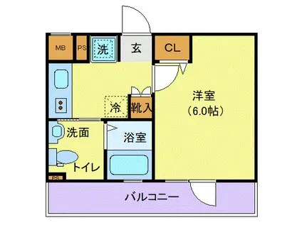 アールアワーズ笹塚(1K/2階)の間取り写真