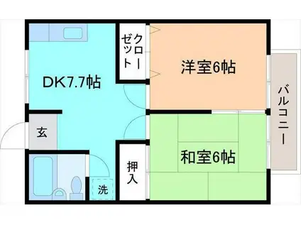 コーポ岡本A(2DK/1階)の間取り写真