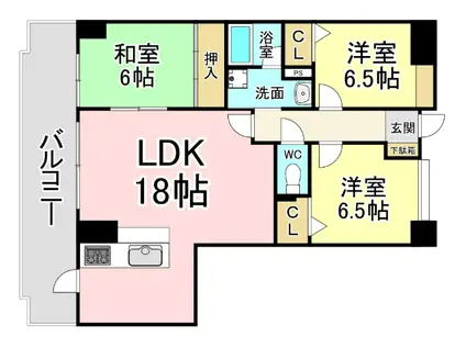 ラクシャリー八重洲(3LDK/3階)の間取り写真